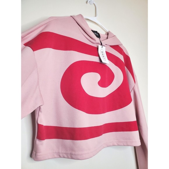 Cider Cropped Red Swirl Dusty Pink Hoodie - Picture 5 of 14